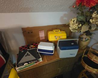Ice chests in upstairs room over garage