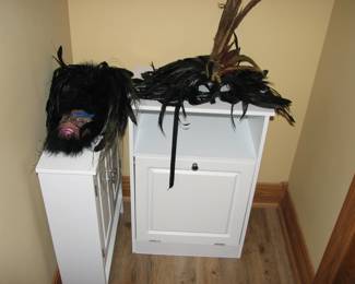 Artist signed masks and set of cabinets (upper/lower)