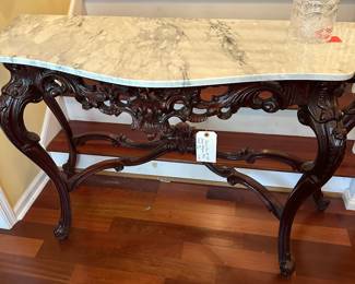 Mahogany console with marble