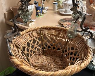 Ok seriously this basket has hand wrought iron around it and hand blown glass grapes and pears
Very high end