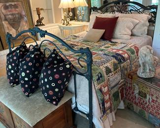 Love this room
Some neat stuff inside
Very heavy wrought iron bed with mattress and cream bedding