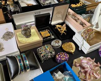 Sterling bracelets, trinket boxes