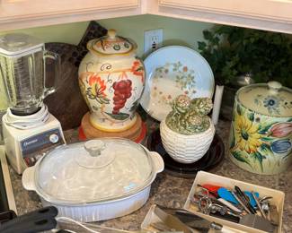 Blender, casserole dish, vase, cookie jar