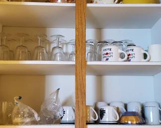 glasses, bowls, and mugs