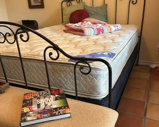 iron bed with mattress and box spring