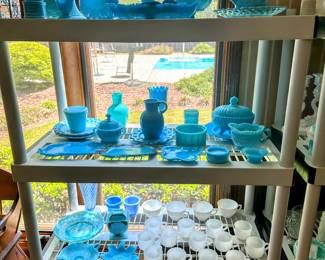 Vintage Blue and White Milk Glass Collection - including a few rare blue pieces!