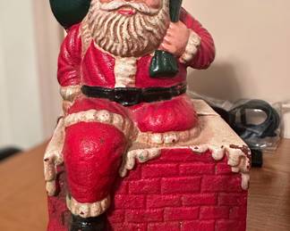 Vintage cast iron Santa bank