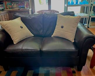 Linden Street Brown Leather Loveseat