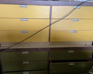Vintage Green and Yellow cabinets with drawers