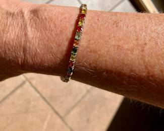 925 sterling silver with multicolored stones tennis bracelet