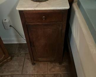 Marble top side table pair