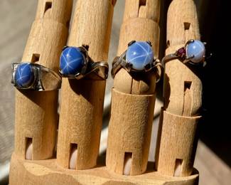 Star sapphire and sterling silver rings