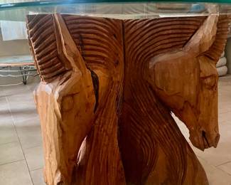 Horse head glass top table