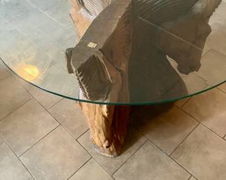 Horse head glass top table
