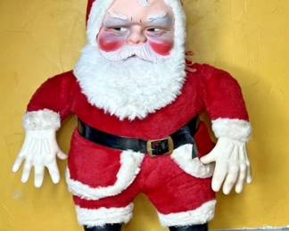 50's Rubber Face and Hands Santa Plush Doll 24" Tall Columbia Toy Products