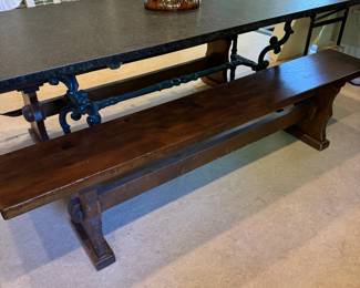 Granite top, iron base dining table -6’ long. Just fantastic