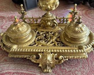 Brass Victorian Inkwell