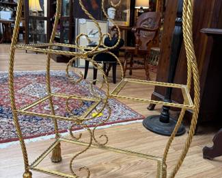 Gold Gilt Metal Tassel Tiered End Table