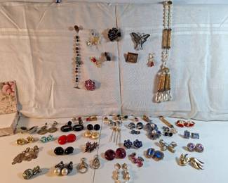 Clip On Earrings, Broaches, Pins, Bracelet And Necklace