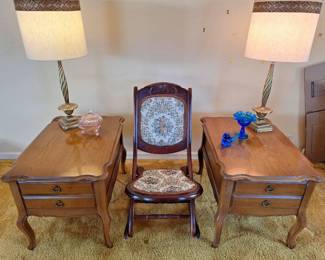 2 End Tables, Lamps And Rocking Chair With Decor
