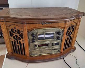 Emerson Stereo System With 2 Boxes Of Record Albums