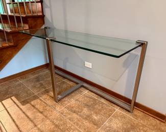 Glass and Brushed Metal Console Table
