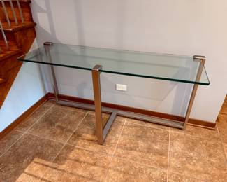 Glass and Brushed Metal Console Table
