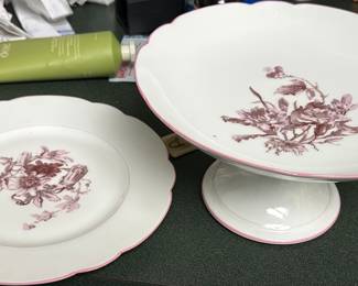 Haviland & Co Limoge compote and six plates.  1888-1896