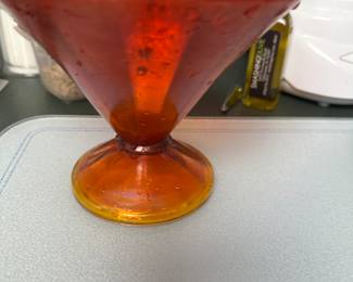 Rare, red iridescent Fenton candy dish