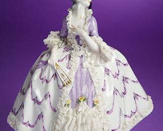 RARE LENCK PASSAU DRESSEL & KISTER PORCELAIN DOLL FIGURE LADY PORZELLAN FIGURINE 