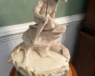 Antique, alabaster sculpture on marble base, stand not included. 