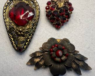 Brass and Rhinestone Dress Clips