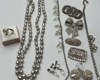 Rhinestones and Czech Crystal Brooch