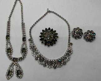 Mandell & Marcus NY Brooch and Smokey Rhinestone Jewelry