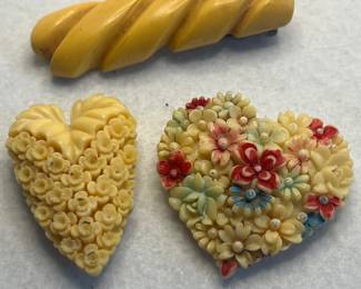 Carved Celluloid Dress Clips