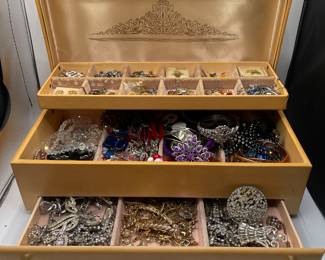 Large Lot of Misc Jewelry and Jewelry Box