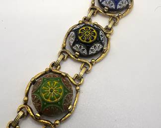 Juliana D&E for Celebrity NY Gold Tone Cabochon Moroccan Matrix Link Bracelet