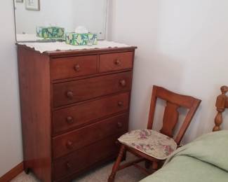 Tall dresser; chair