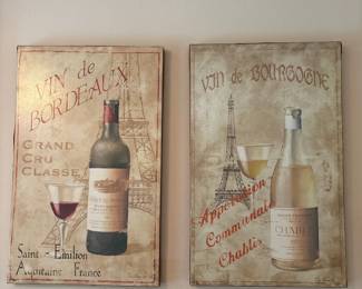 vintage tuscan wine plaques - set of 2