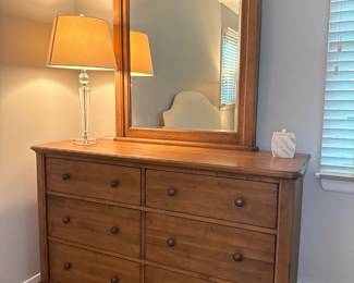 Cherry Wood 6 drawer dresser mirror