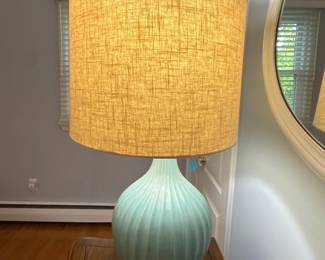 robins egg blue mid century modern table lamp