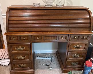 Solid Oak Roll Top Desk