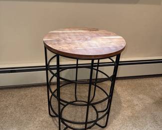 Round Metal Wood Accent Table