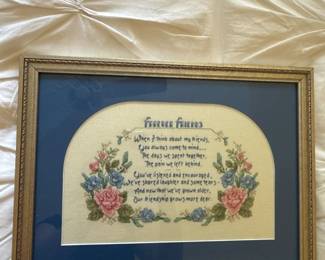 "Forever Friends" Needlepoint Wall Decor framed