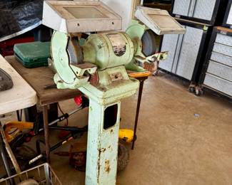 Vintage bench grinder with stand