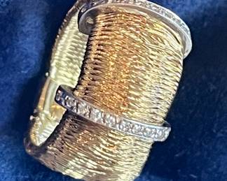 Woven 14k band with diamonds