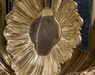 Massive pair of footed, fluted sterling center bowls!
