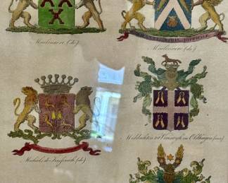 Genealogy and heraldry antique hand engraved prints late 1800s