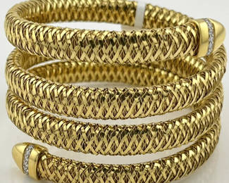 LARGE vintage ROBERTO COIN COIL CUFF in 18k with diamonds