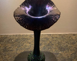 ANTIQUE BOHEMIAN ART GLASS JACK IN THE PULPIT VASE